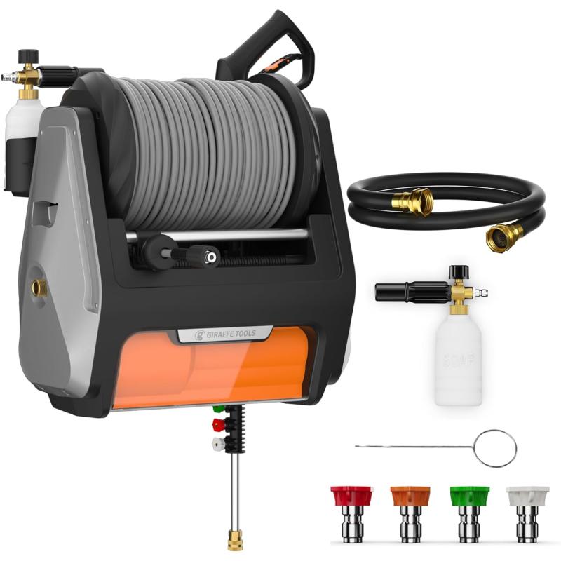 Giraffe Tools Grandfalls Pressure Washer, Electric Wall Mounted Power